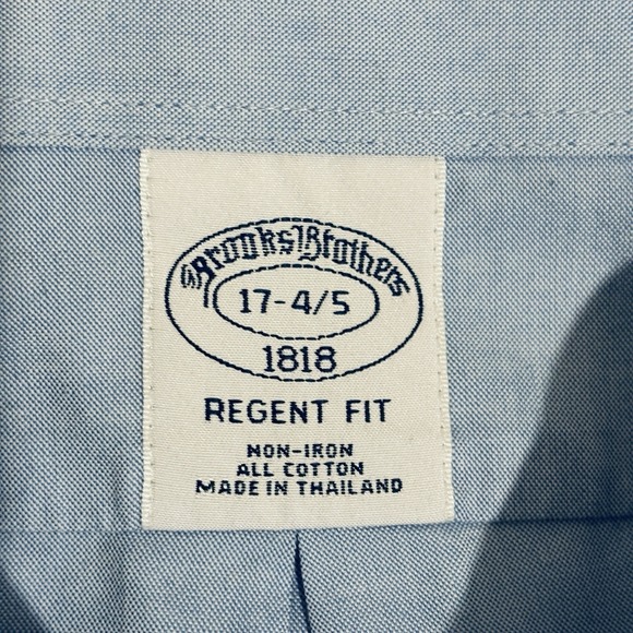 Brooks Brothers 1818 Regent Fit Mens XL Light Blue Non-Iron Dress Shirt - Picture 2 of 8